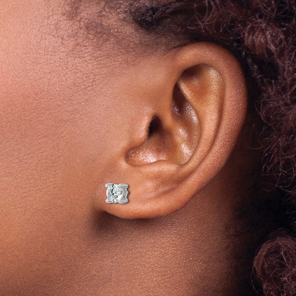 14k White Gold 1 carat Certified Lab Grown Diamond VS/SI+ G+ Round Complete Four Prong Heavyweight Stud Earrings