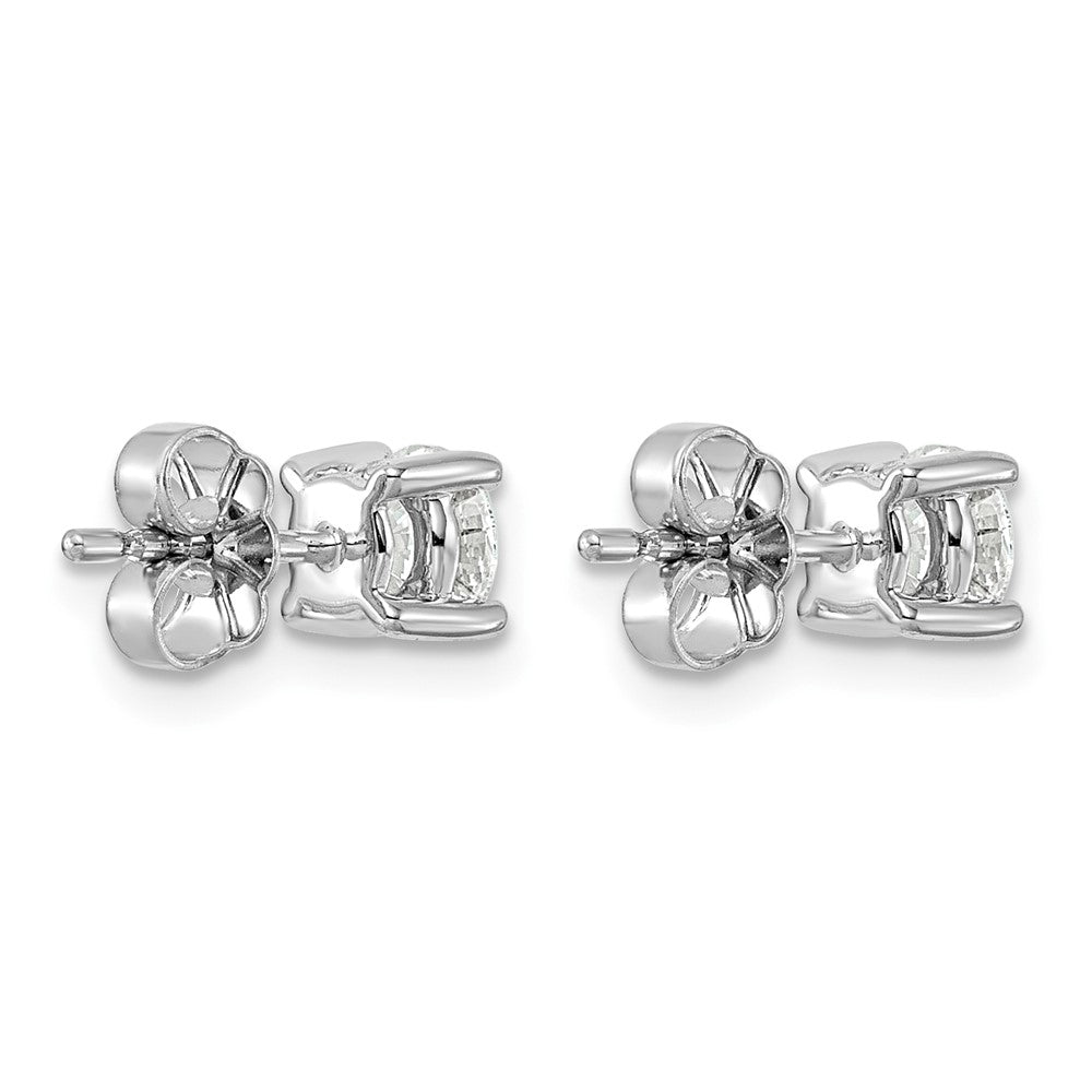 14k White Gold 1 carat Certified Lab Grown Diamond VS+ F+ Round Complete Four Prong Heavyweight Stud Earrings