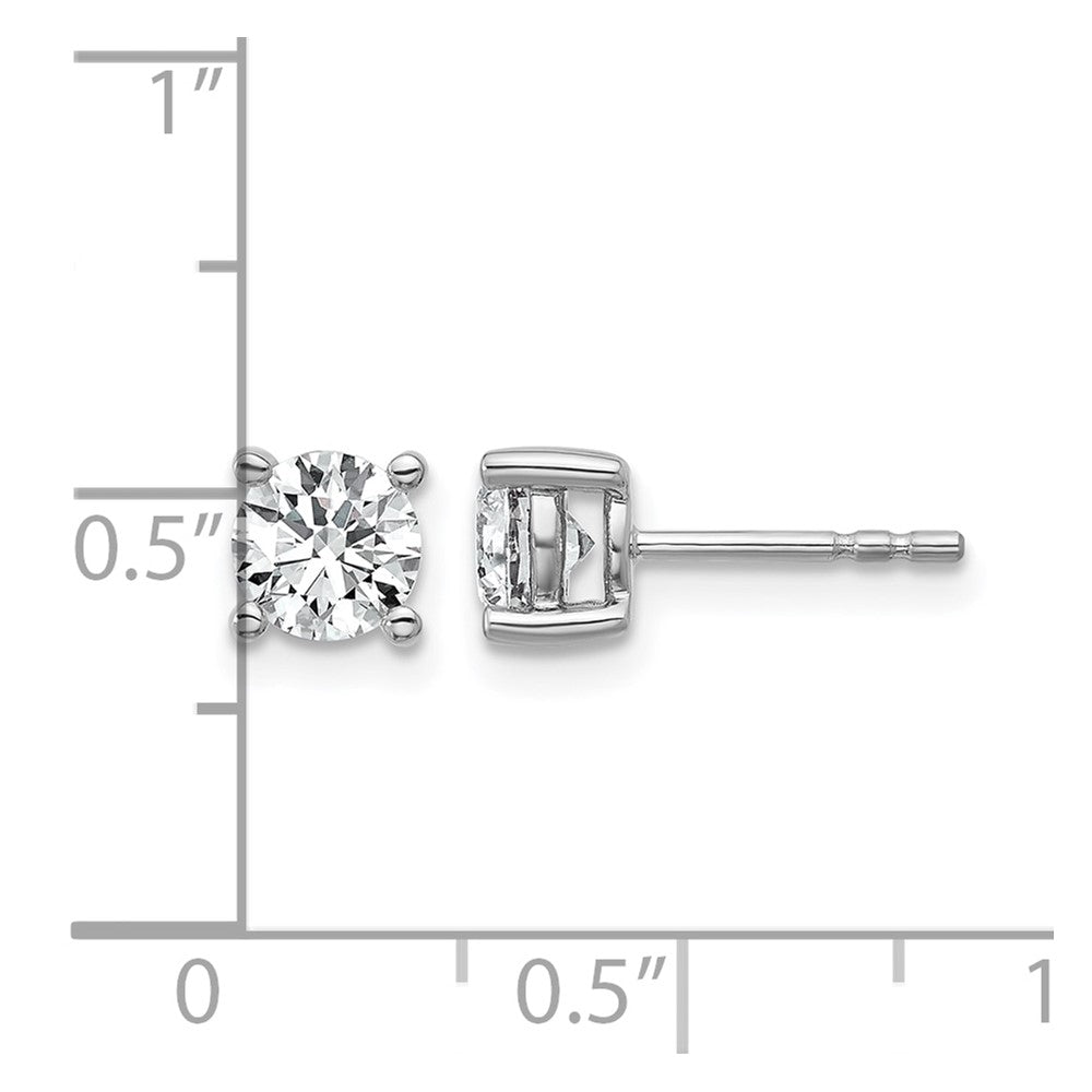 14k White Gold 1 carat Certified Lab Grown Diamond VS/SI+ G+ Round Complete Four Prong Heavyweight Stud Earrings