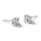 14k White Gold 1 carat Certified Lab Grown Diamond VS+ F+ Round Complete Four Prong Heavyweight Stud Earrings