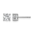 14k White Gold 1 carat Lab Grown Diamond VS/SI+ G+ Round Complete Four Prong Heavyweight Stud Earrings