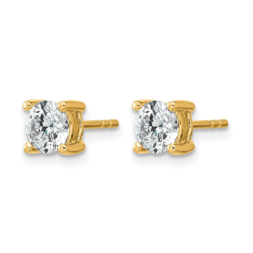 14k 1 carat Certified Lab Grown Diamond VS+ F+ Round Complete Four Prong Heavyweight Stud Earrings