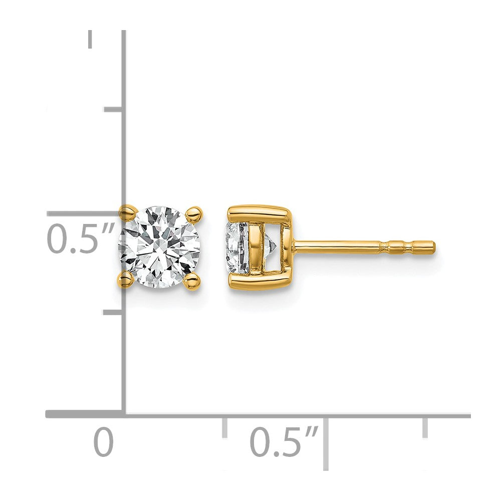 14k 1 carat Lab Grown Diamond VS+ F+ Round Complete Four Prong Heavyweight Stud Earrings