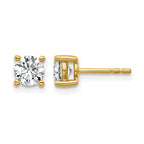 14k 1 carat Certified Lab Grown Diamond VS/SI+ G+ Round Complete Four Prong Heavyweight Stud Earrings
