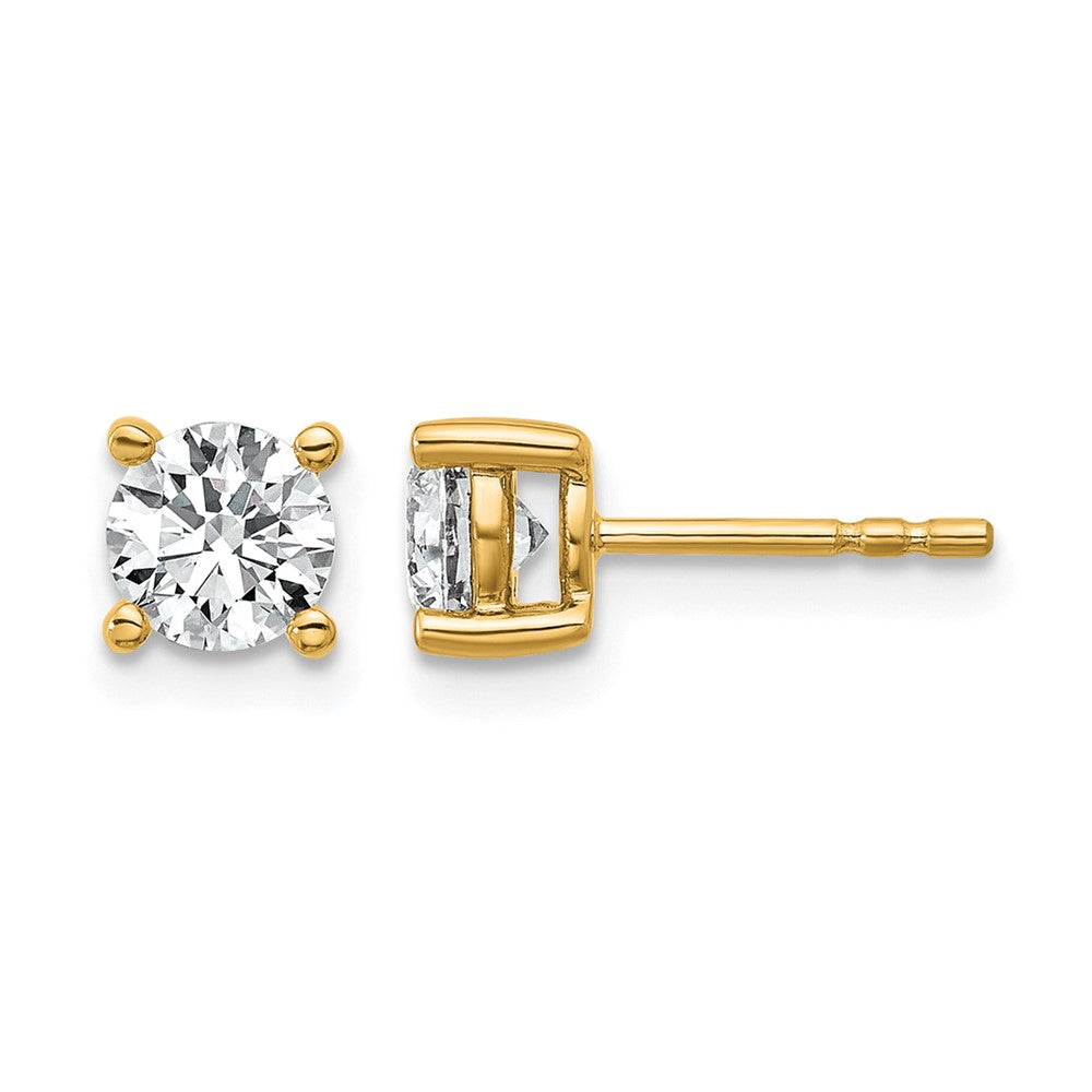 14k 1 carat Lab Grown Diamond VS+ F+ Round Complete Four Prong Heavyweight Stud Earrings
