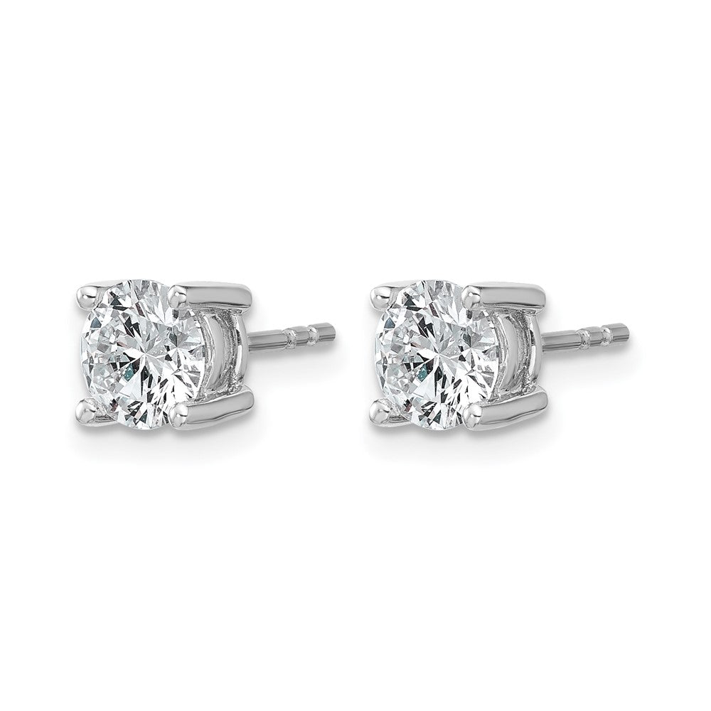 14k White Gold 1 1/2 carat Certified Lab Grown Diamond VS/SI+ G+ Round Complete Four Prong Heavyweight Stud Earrings