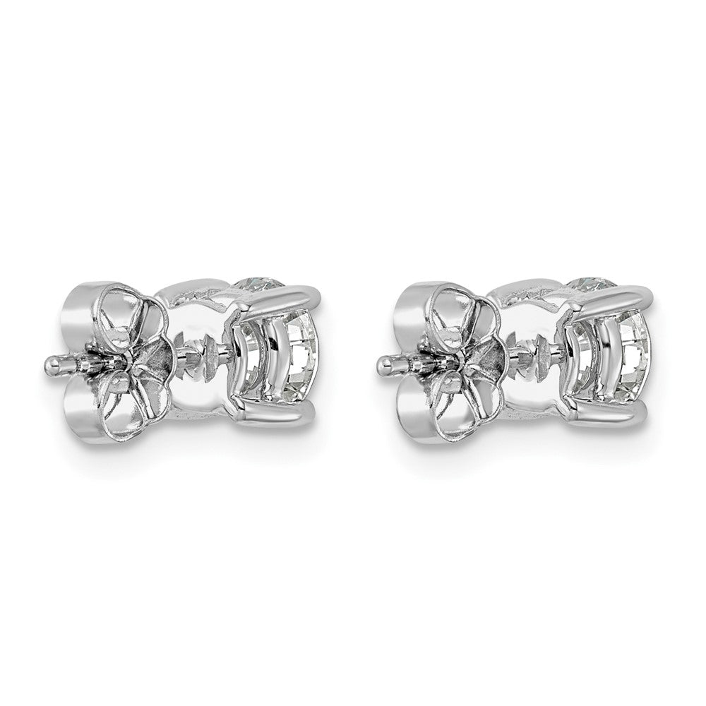 14k White Gold 1 1/2 carat Lab Grown Diamond VS/SI+ G+ Round Complete Four Prong Heavyweight Stud Earrings