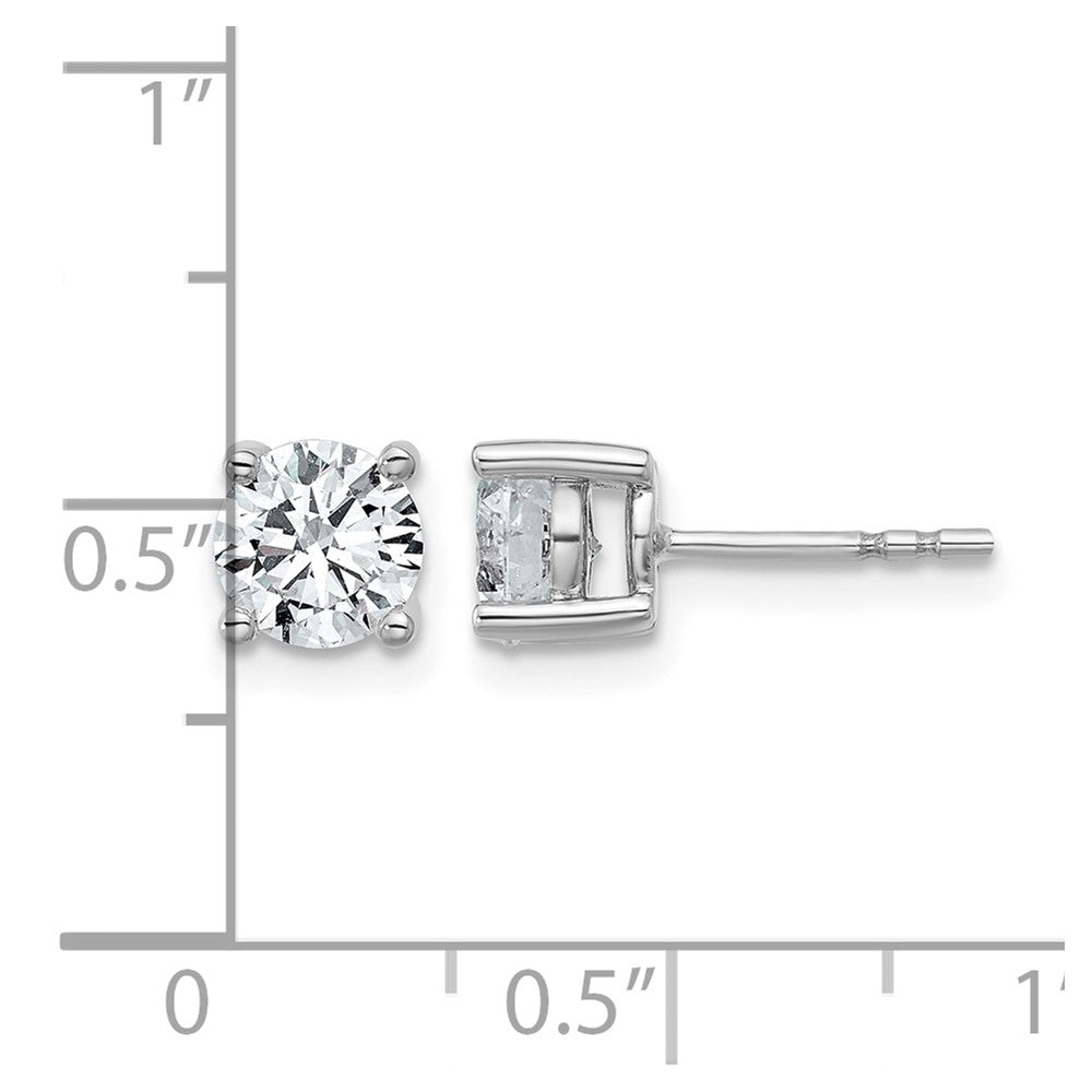 14k White Gold 1 1/2 carat Certified Lab Grown Diamond VS/SI+ G+ Round Complete Four Prong Heavyweight Stud Earrings