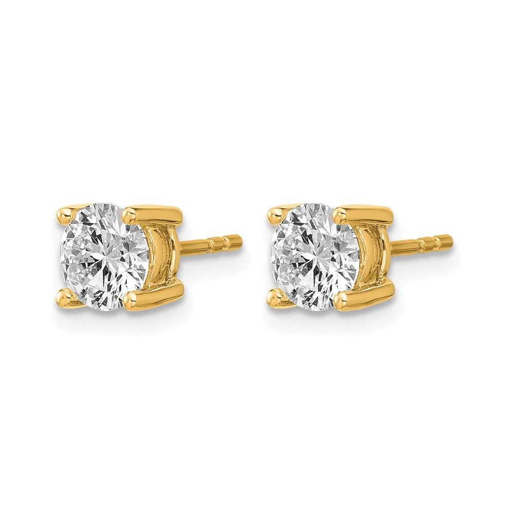 14k 1 1/2 carat Lab Grown Diamond VS/SI+ G+ Round Complete Four Prong Heavyweight Stud Earrings