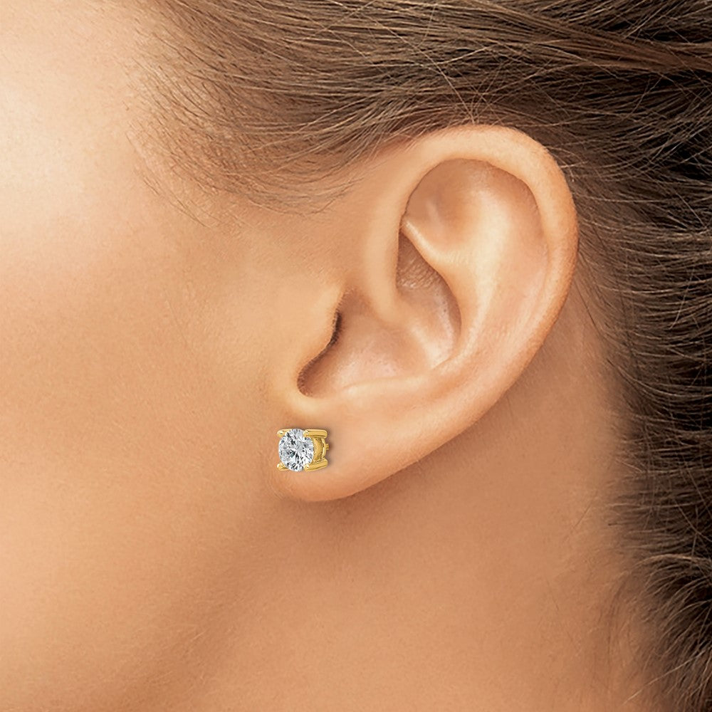 14k 1 1/2 carat Lab Grown Diamond VS/SI+ G+ Round Complete Four Prong Heavyweight Stud Earrings