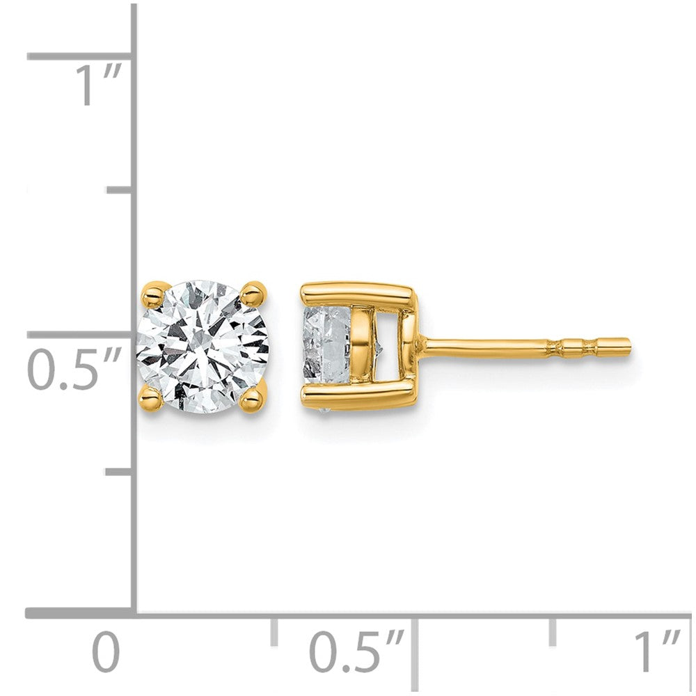 14k 1 1/2 carat Certified Lab Grown Diamond VS/SI+ G+ Round Complete Four Prong Heavyweight Stud Earrings