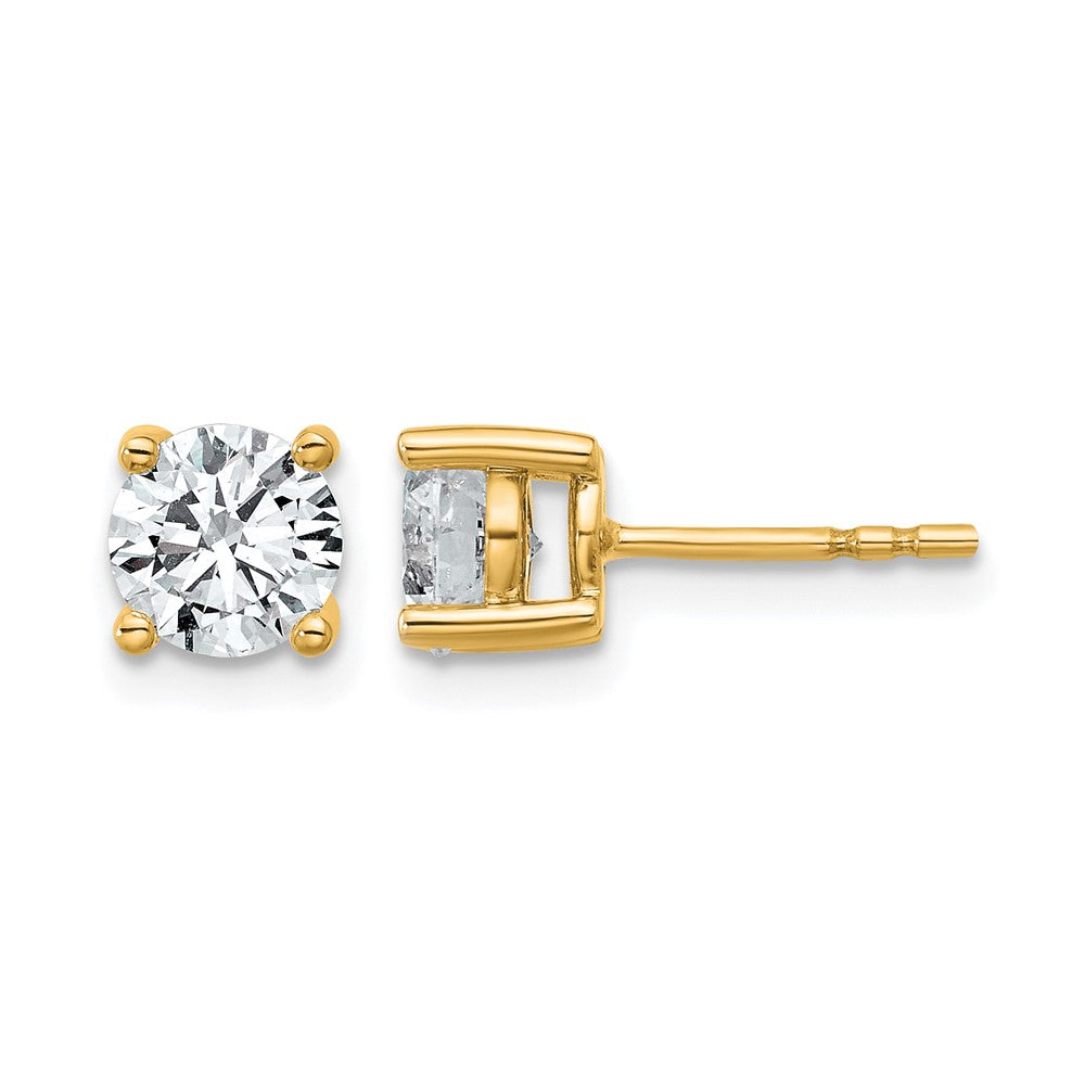 14k 1 1/2 carat Lab Grown Diamond VS/SI+ G+ Round Complete Four Prong Heavyweight Stud Earrings