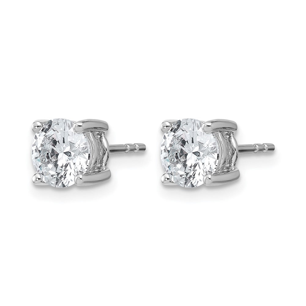 14k White Gold 2 carat Lab Grown Diamond VS/SI+ G+ Round Complete Four Prong Heavyweight Stud Earrings
