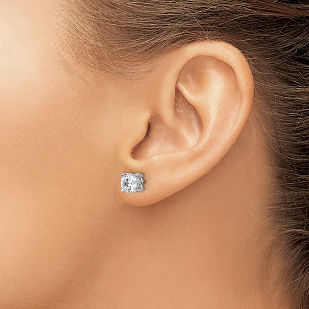 14k White Gold 2 carat Lab Grown Diamond VS/SI+ G+ Round Complete Four Prong Heavyweight Stud Earrings