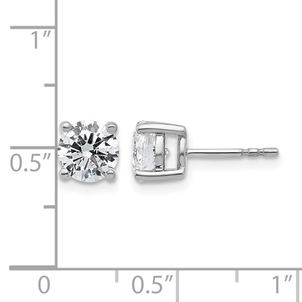 14k White Gold 2 carat Lab Grown Diamond VS/SI+ G+ Round Complete Four Prong Heavyweight Stud Earrings