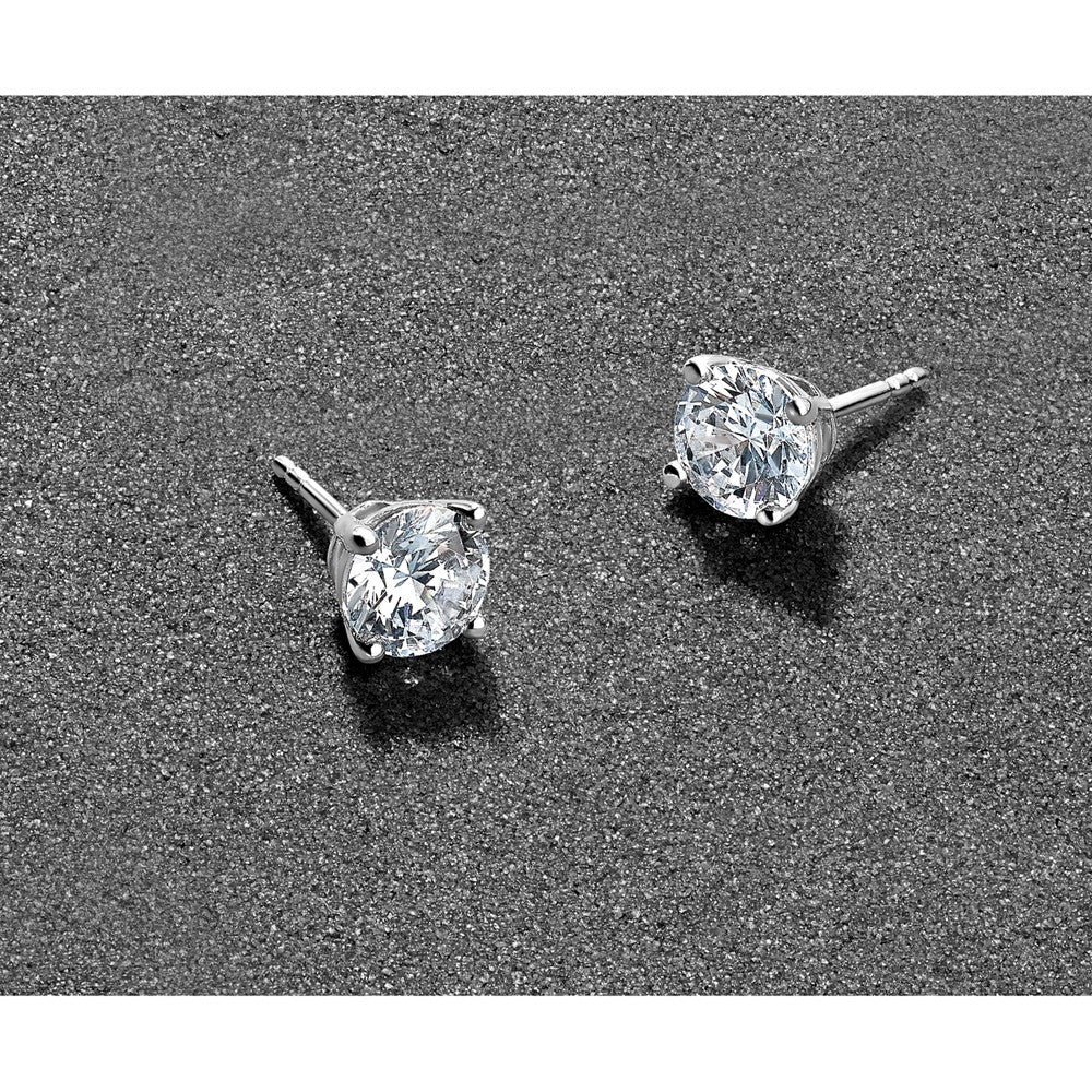 14k White Gold 1 1/2 carat Certified Lab Grown Diamond VS/SI+ G+ Round Complete Four Prong Heavyweight Stud Earrings