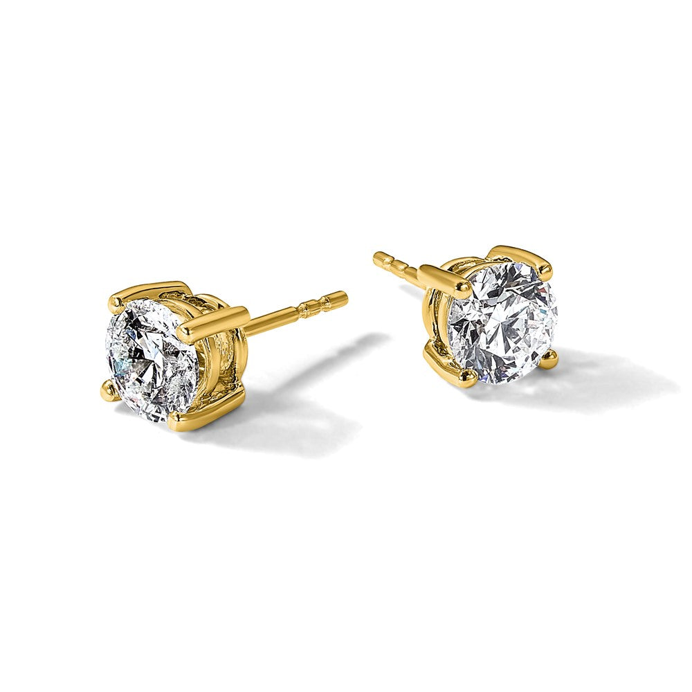 14k 2 carat Lab Grown Diamond VS/SI+ G+ Round Complete Four Prong Heavyweight Stud Earrings