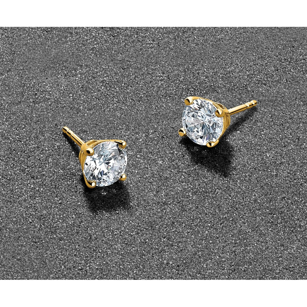 14k 1 1/2 carat Lab Grown Diamond VS/SI+ G+ Round Complete Four Prong Heavyweight Stud Earrings