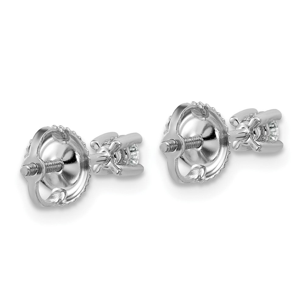 14k White Gold 1/5 carat Lab Grown Diamond VS/SI+ G+ Round Complete Four Prong Screwback Heavyweight Stud Earrings
