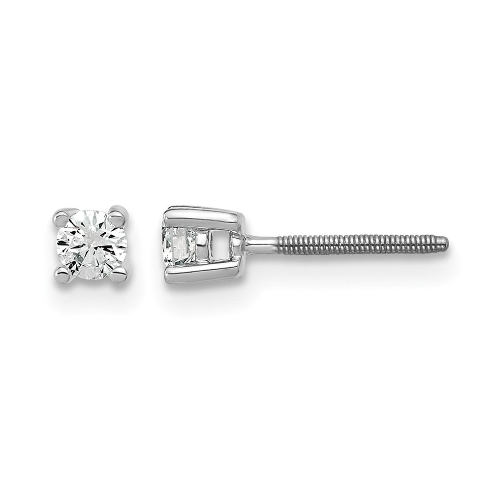 14k White Gold 1/5 carat Certified Lab Grown Diamond VS/SI+ G+ Round Complete Four Prong Screwback Heavyweight Stud Earrings