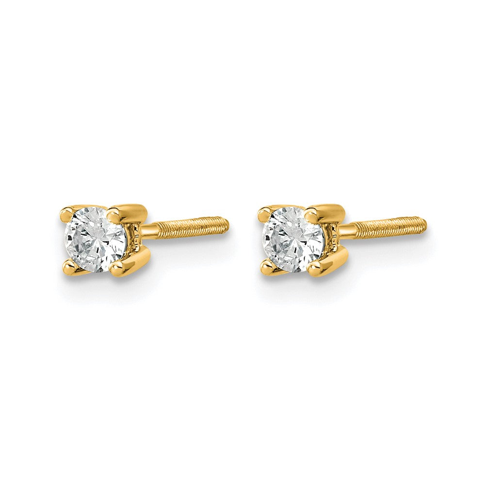 14k 1/5 carat Certified Lab Grown Diamond VS+ F+ Round Complete Four Prong Screwback Heavyweight Stud Earrings
