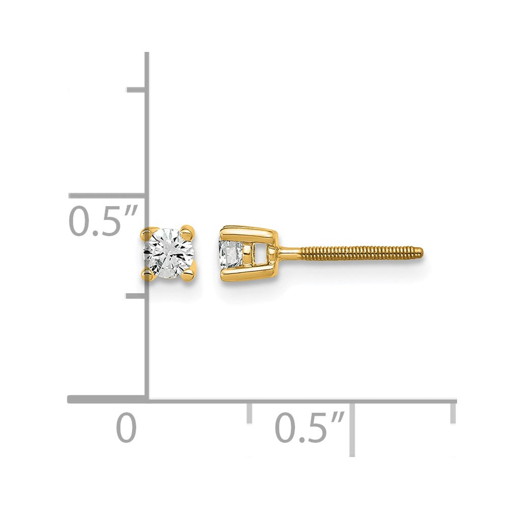 14k 1/5 carat Certified Lab Grown Diamond VS/SI+ G+ Round Complete Four Prong Screwback Heavyweight Stud Earrings