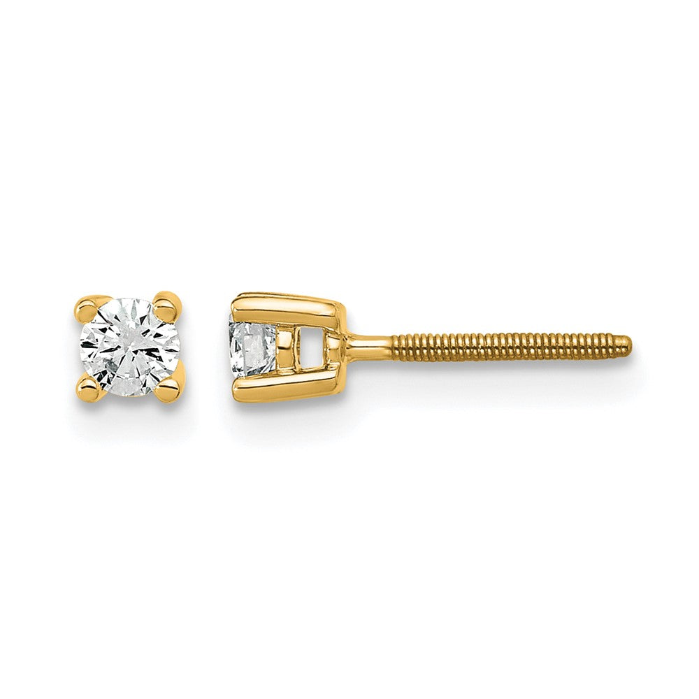 14k 1/5 carat Certified Lab Grown Diamond VS/SI+ G+ Round Complete Four Prong Screwback Heavyweight Stud Earrings