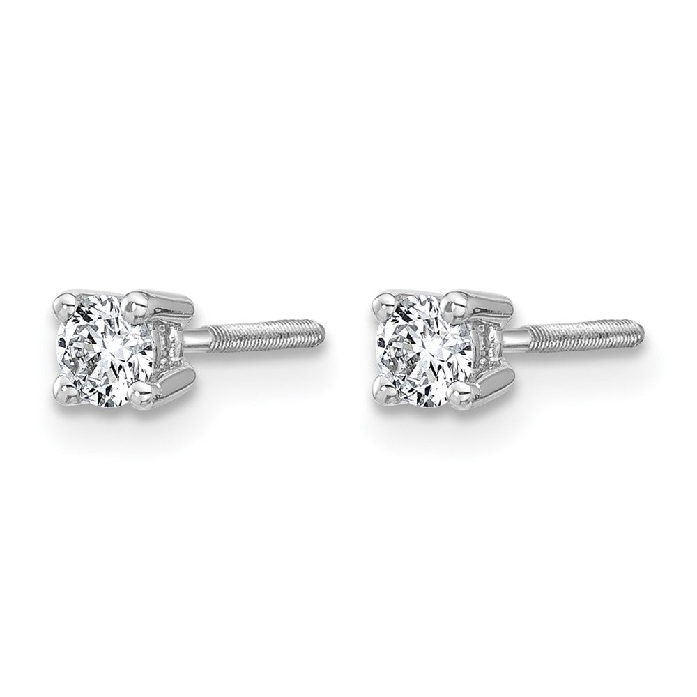 14k White Gold 1/4 carat Lab Grown Diamond VS/SI+ G+ Round Complete Four Prong Screwback Heavyweight Stud Earrings