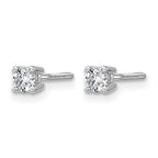 14k White Gold 1/4 carat Certified Lab Grown Diamond VS/SI+ G+ Round Complete Four Prong Screwback Heavyweight Stud Earrings