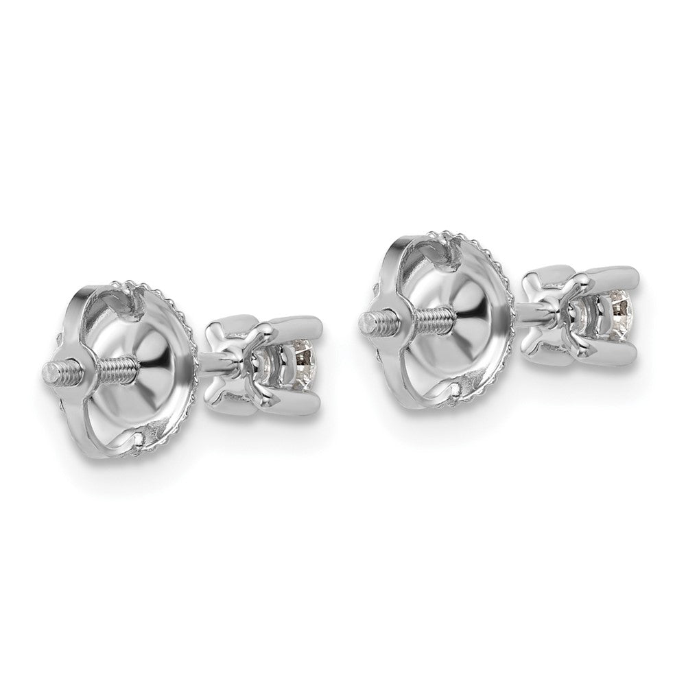 14k White Gold 1/4 carat Certified Lab Grown Diamond VS+ F+ Round Complete Four Prong Screwback Heavyweight Stud Earrings