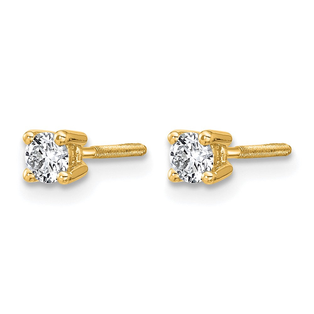 14k 1/4 carat Certified Lab Grown Diamond VS+ F+ Round Complete Four Prong Screwback Heavyweight Stud Earrings