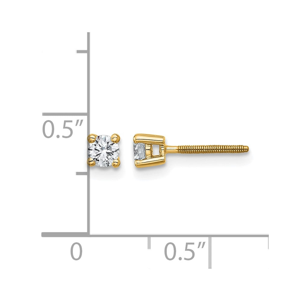 14k 1/4 carat Certified Lab Grown Diamond VS/SI+ G+ Round Complete Four Prong Screwback Heavyweight Stud Earrings