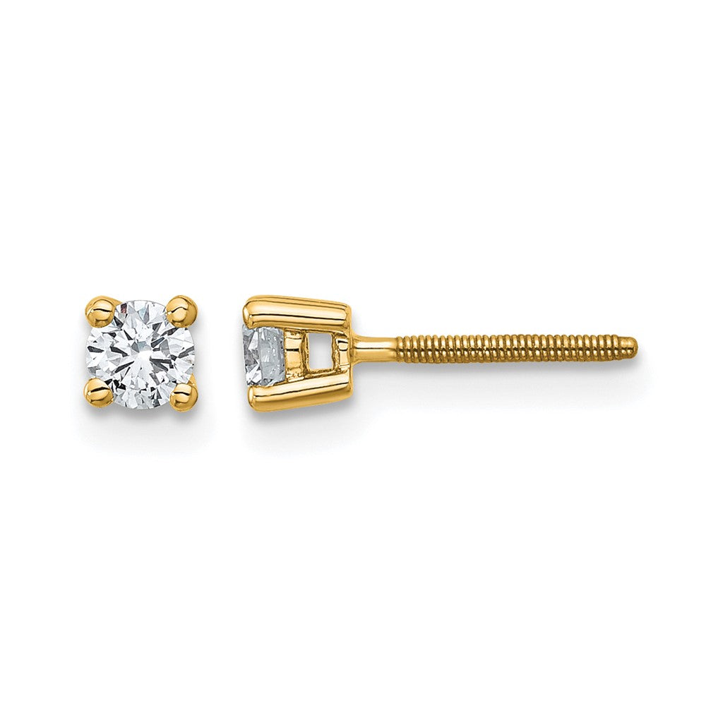 14k 1/4 carat Certified Lab Grown Diamond VS/SI+ G+ Round Complete Four Prong Screwback Heavyweight Stud Earrings