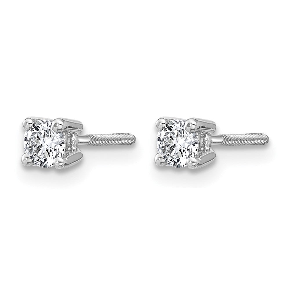 14k White Gold 1/3 carat Lab Grown Diamond VS/SI+ G+ Round Complete Four Prong Screwback Heavyweight Stud Earrings