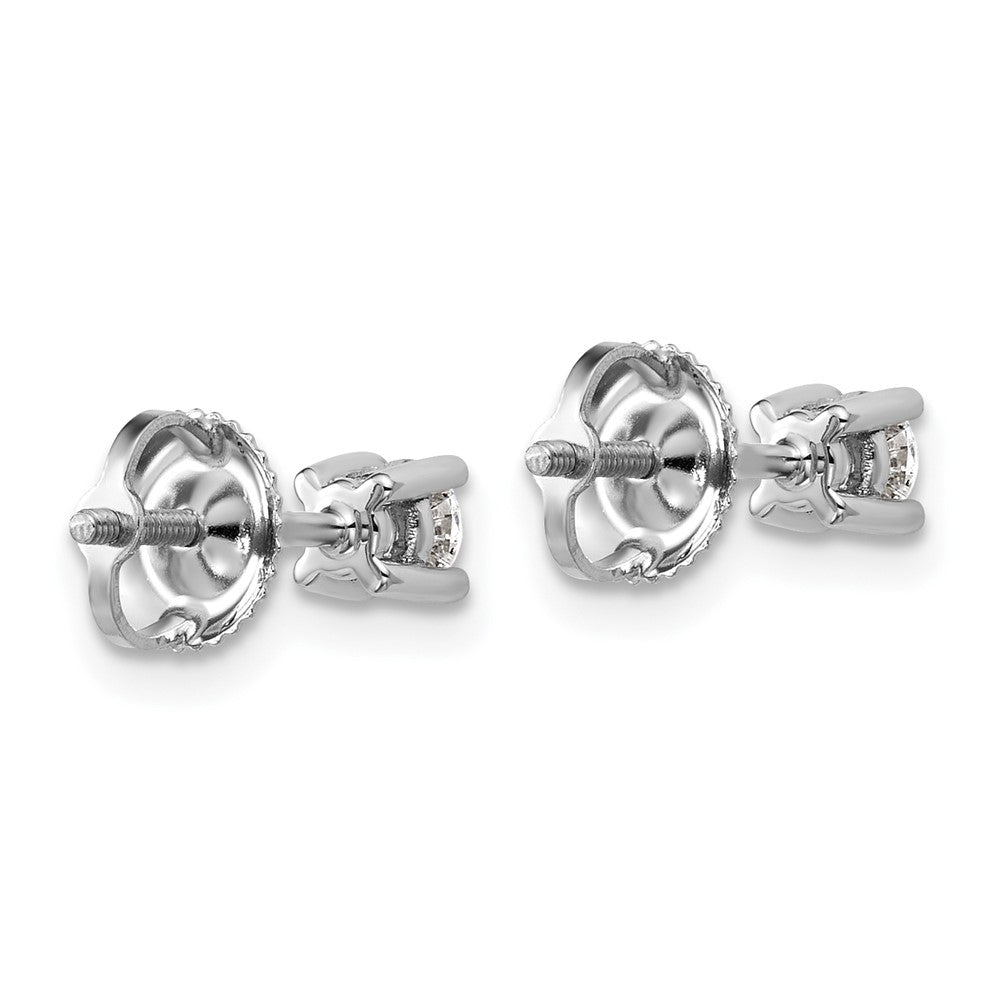 14k White Gold 1/3 carat Certified Lab Grown Diamond VS/SI+ G+ Round Complete Four Prong Screwback Heavyweight Stud Earrings