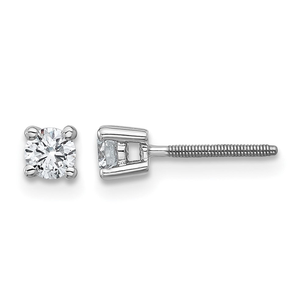 14k White Gold 1/3 carat Certified Lab Grown Diamond VS/SI+ G+ Round Complete Four Prong Screwback Heavyweight Stud Earrings