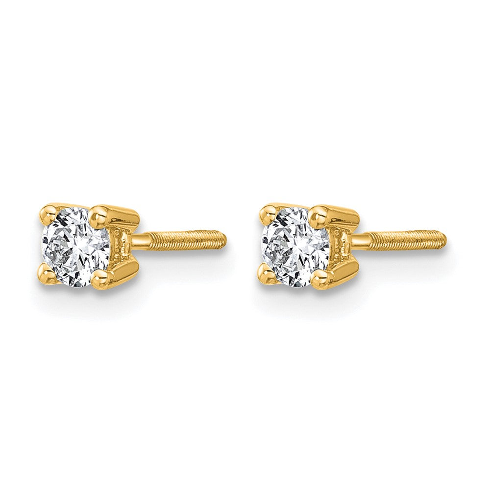 14k 1/3 carat Certified Lab Grown Diamond VS+ F+ Round Complete Four Prong Screwback Heavyweight Stud Earrings
