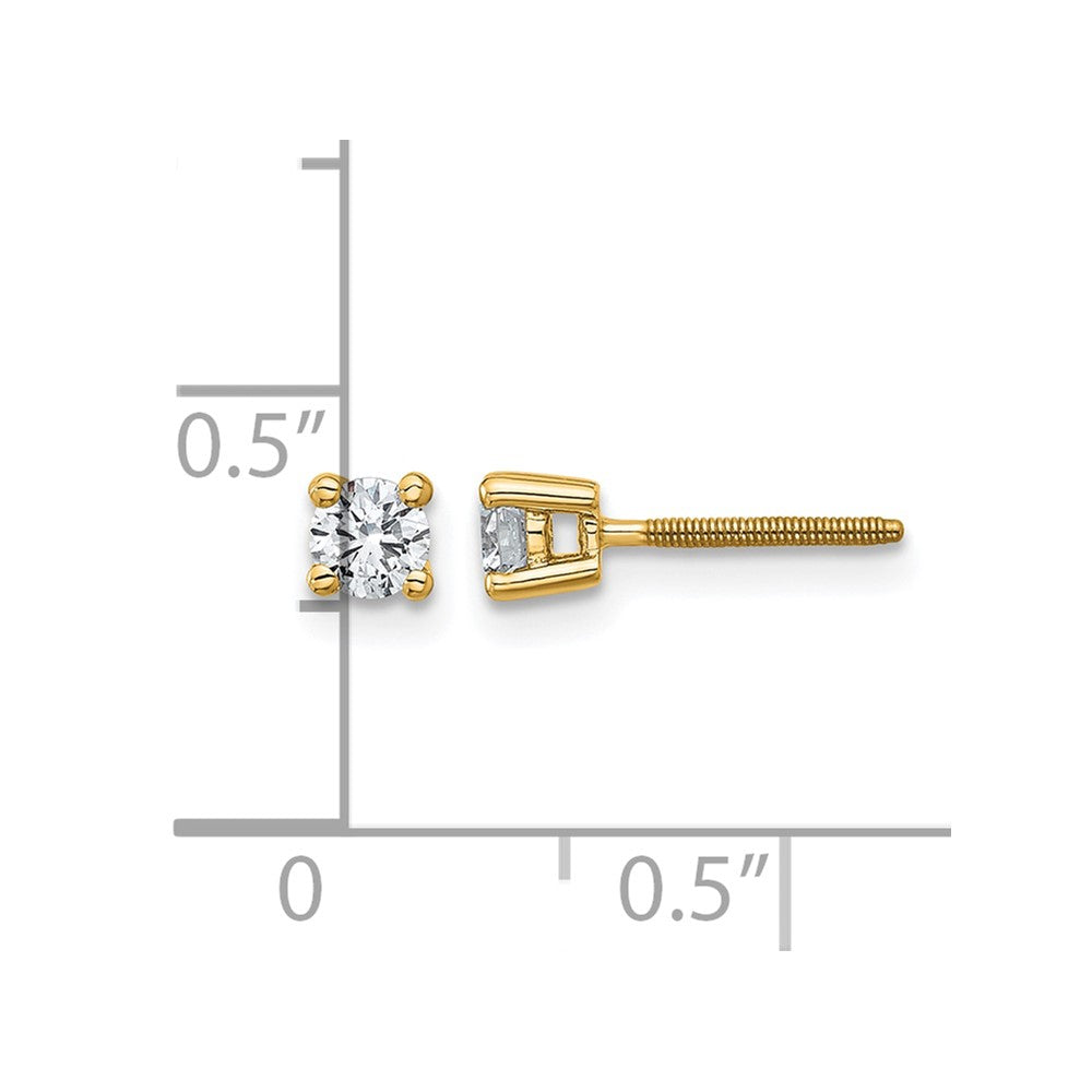 14k 1/3 carat Certified Lab Grown Diamond VS+ F+ Round Complete Four Prong Screwback Heavyweight Stud Earrings