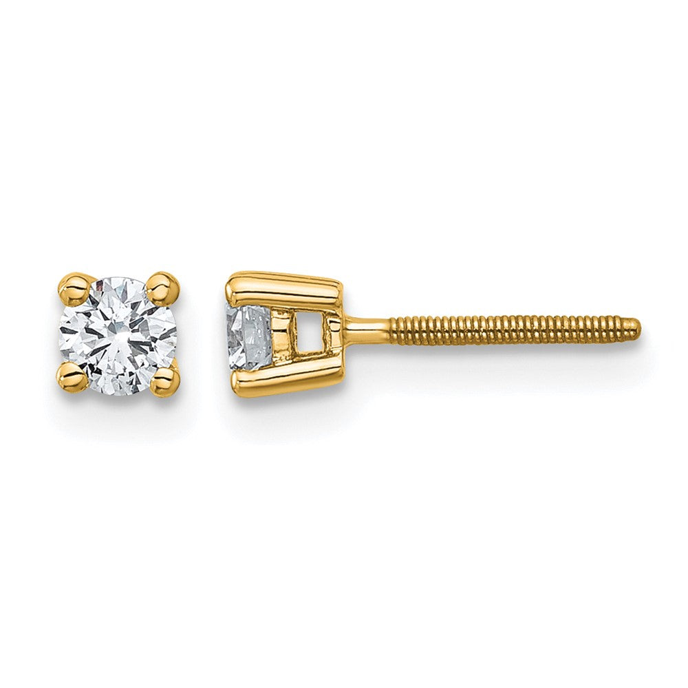14k 1/3 carat Certified Lab Grown Diamond VS/SI+ G+ Round Complete Four Prong Screwback Heavyweight Stud Earrings