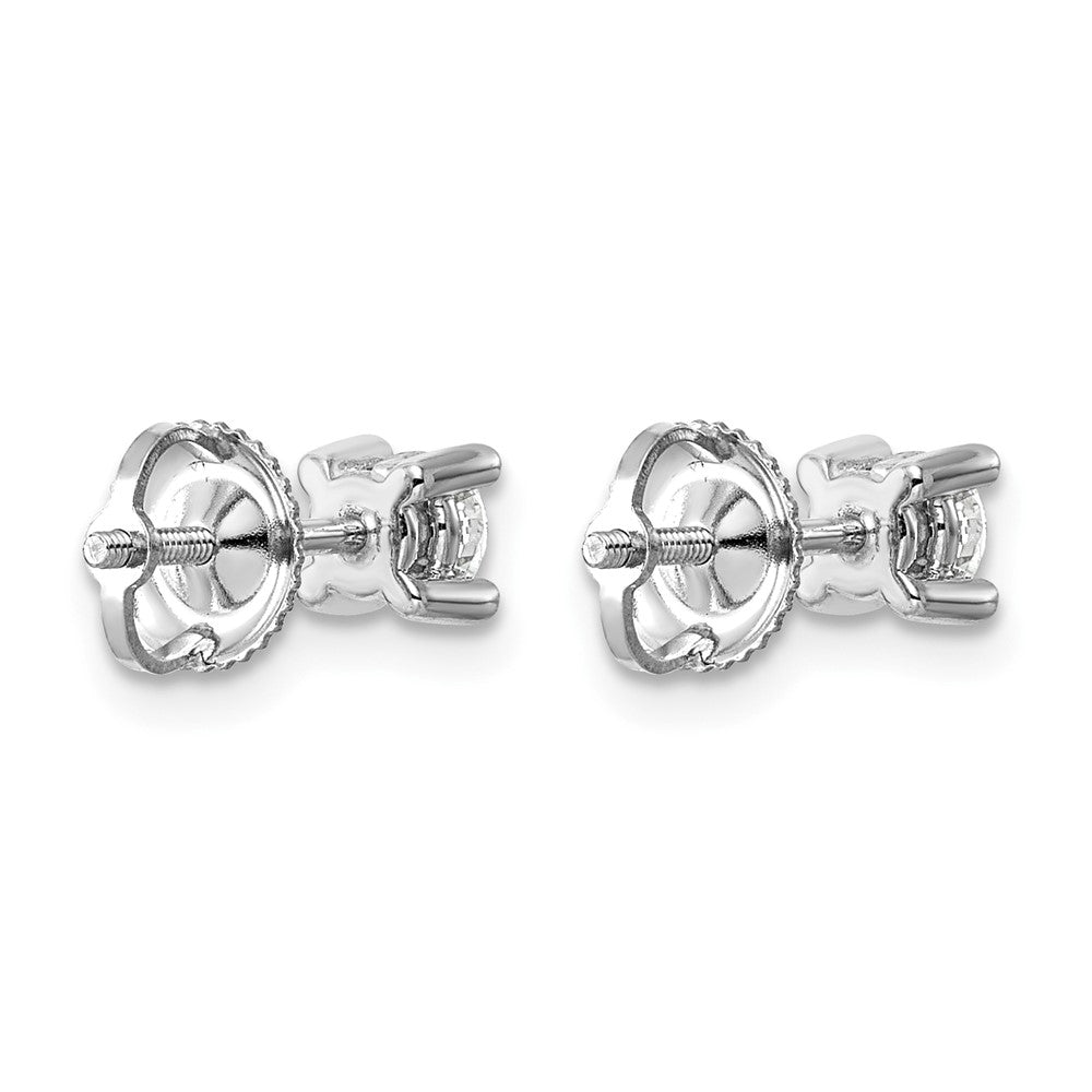 14k White Gold 1/2 carat Certified Lab Grown Diamond VS+ F+ Round Complete Four Prong Screwback Heavyweight Stud Earrings