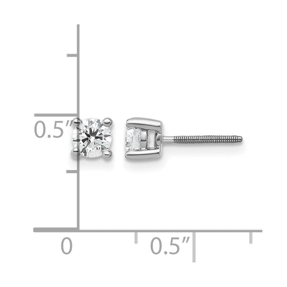 14k White Gold 1/2 carat Lab Grown Diamond VS+ F+ Round Complete Four Prong Screwback Heavyweight Stud Earrings