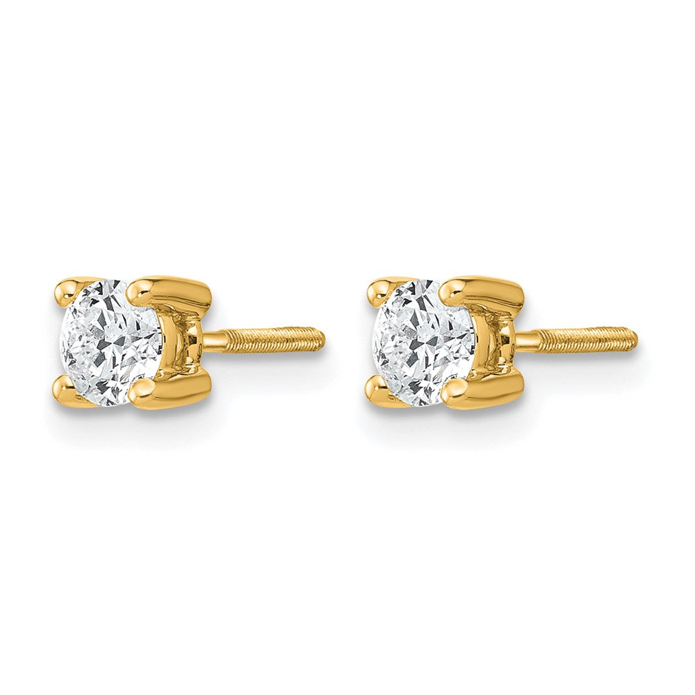 14k 1/2 carat Certified Lab Grown Diamond VS/SI+ G+ Round Complete Four Prong Screwback Heavyweight Stud Earrings