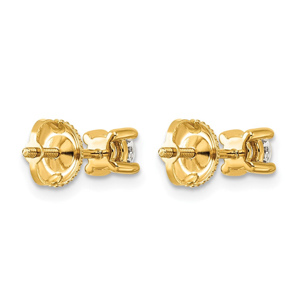 14k 1/2 carat Certified Lab Grown Diamond VS+ F+ Round Complete Four Prong Screwback Heavyweight Stud Earrings