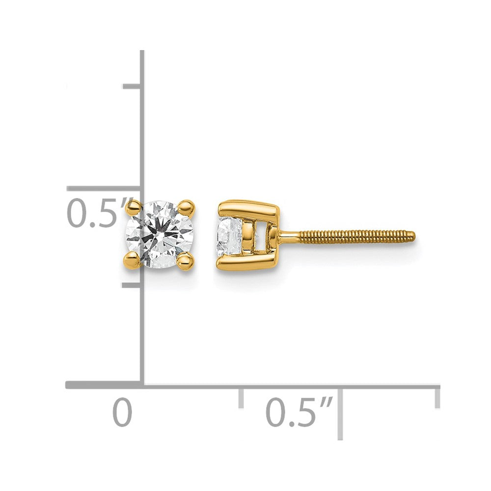 14k 1/2 carat Certified Lab Grown Diamond VS/SI+ G+ Round Complete Four Prong Screwback Heavyweight Stud Earrings