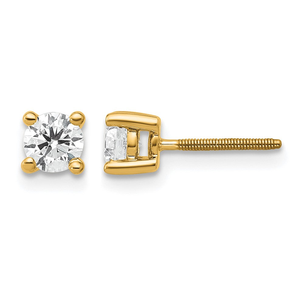 14k 1/2 carat Certified Lab Grown Diamond VS/SI+ G+ Round Complete Four Prong Screwback Heavyweight Stud Earrings
