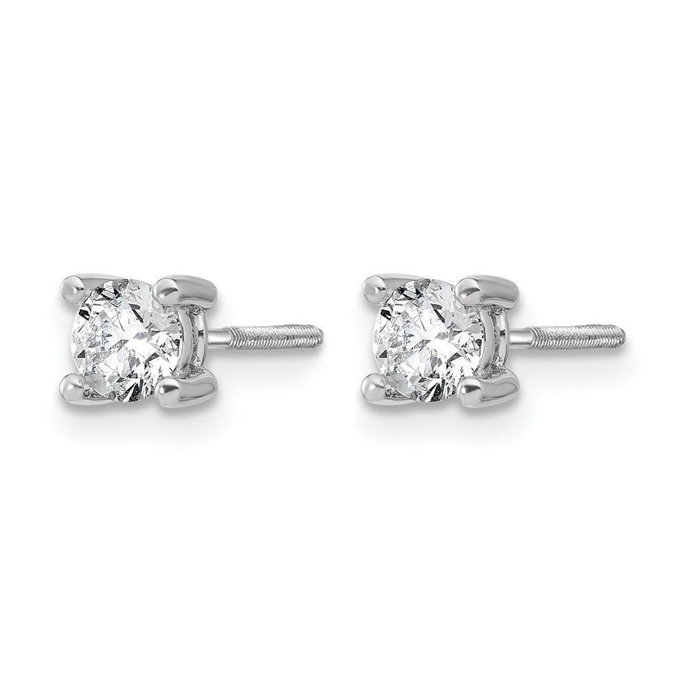14k White Gold 5/8 carat Certified Lab Grown Diamond VS/SI+ G+ Round Complete Four Prong Screwback Heavyweight Stud Earrings