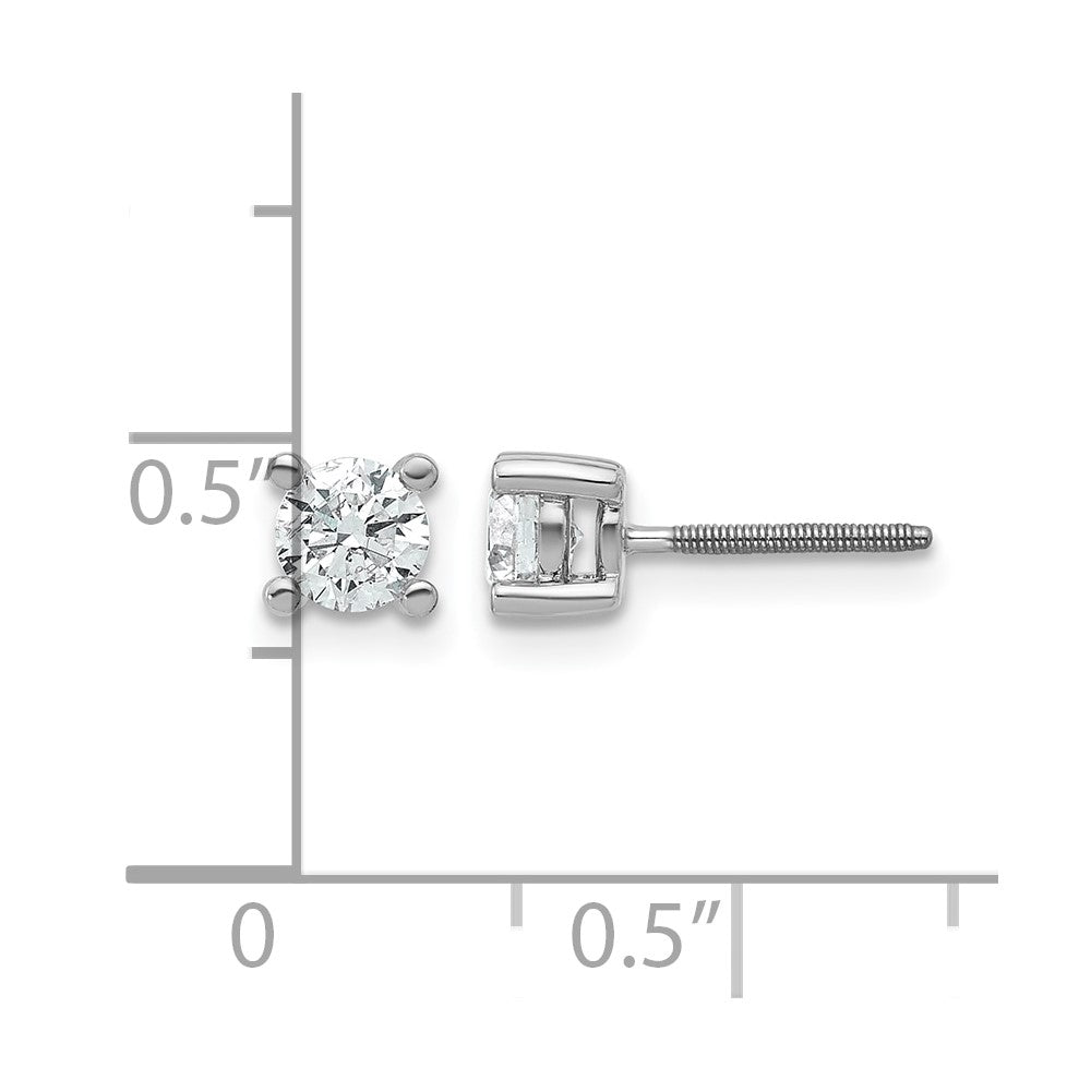 14k White Gold 5/8 carat Lab Grown Diamond VS/SI+ G+ Round Complete Four Prong Screwback Heavyweight Stud Earrings