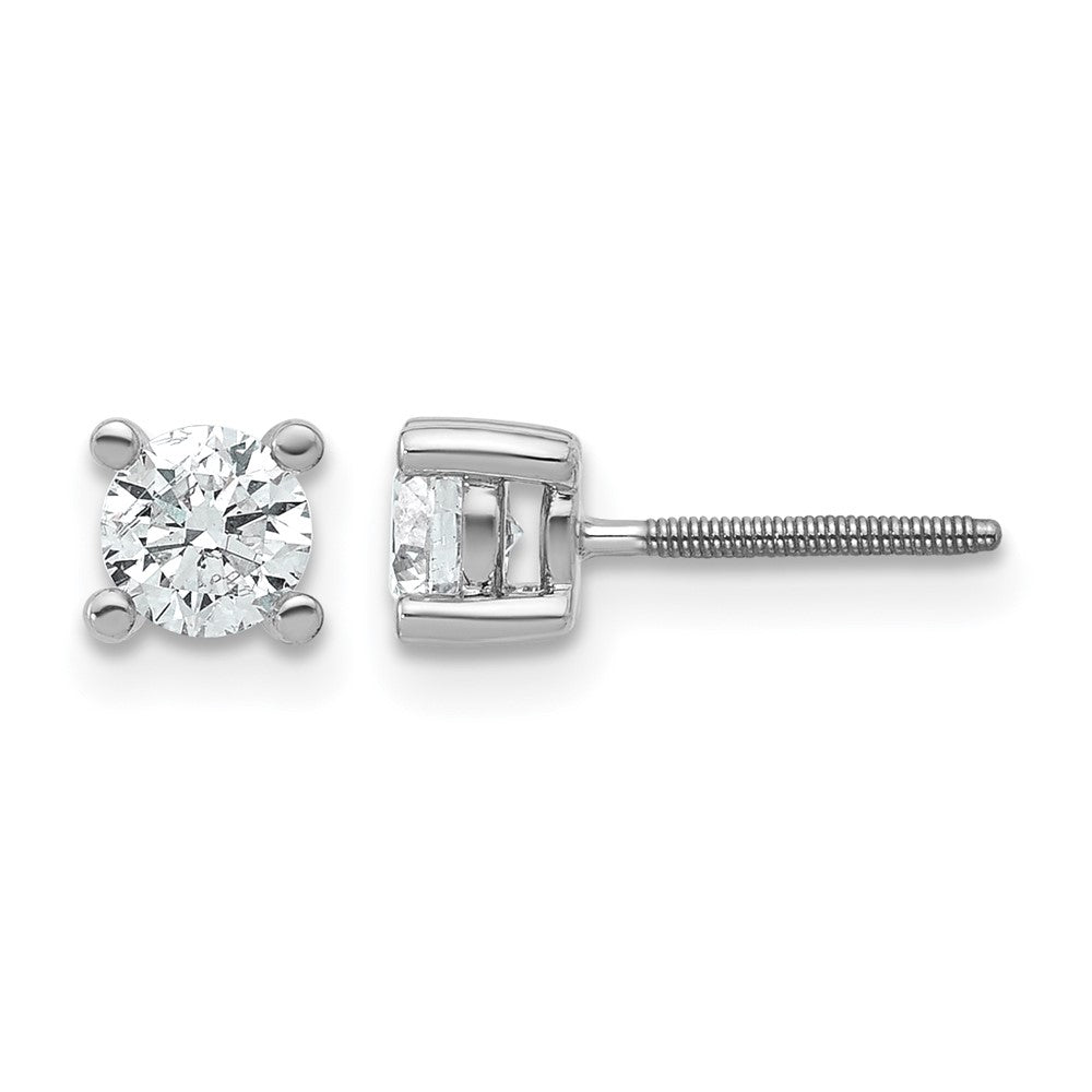 14k White Gold 5/8 carat Certified Lab Grown Diamond VS+ F+ Round Complete Four Prong Screwback Heavyweight Stud Earrings