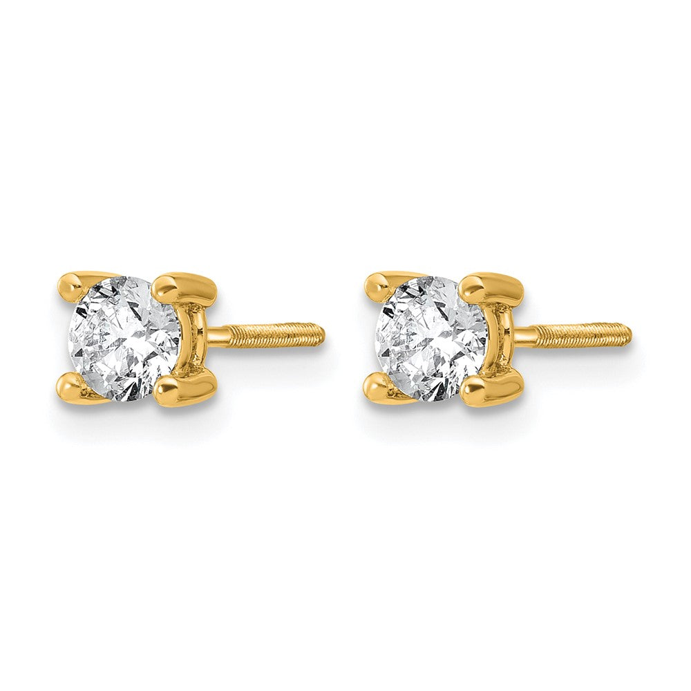 14k 5/8 carat Certified Lab Grown Diamond VS+ F+ Round Complete Four Prong Screwback Heavyweight Stud Earrings