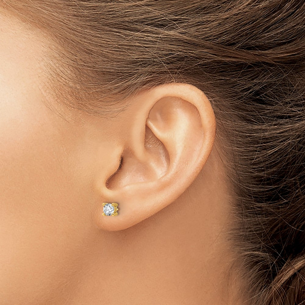 14k 5/8 carat Certified Lab Grown Diamond VS/SI+ G+ Round Complete Four Prong Screwback Heavyweight Stud Earrings